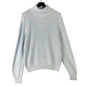 NOVAMEN Light Blue Turtleneck Sweater Polyester Cozy Knit Top‎ Size Large